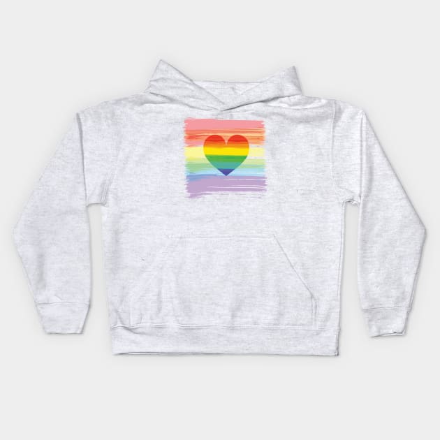 Rainbow and heart Kids Hoodie by grafart